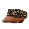 Fashionable leopard print sun visor with a brown translucent plastic brim for summer - One Size / Leopard Print
