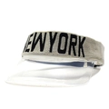 Summer sun visor hat with transparent PVC brim and New York embroidery in silver grey - One Size / White