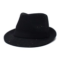 Classic black jazz fedora with vibrant colored polka dots and a sleek satin band - Black