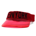 Red sun visor hat with transparent PVC brim and New York embroidery on the headband - One Size / Red