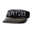 Black and white New York open top sun hat with transparent grey PVC brim and knit band - One Size / Black