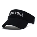 Detailed view of New York embroidery on a black twill sun visor for outdoor sports - One Size / Black