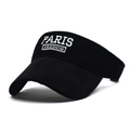 Schwarzes Sonnenvisier mit weißem Paris-Stickerei und verstellbarem Riemen - Schwarz