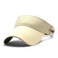 Beigefarbene Sonnenblende aus Baumwolle mit breiter Krempe und Seitenetikett für Outdoor-Sport - Einheitsgröße / Beige
