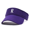 Deep purple sun visor cap with white embroidered letter R for tennis and outdoor sports - One Size / Purple (R)