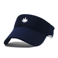 Visiera parasole alla moda in cotone blu scuro con ricamo di foglie bianche per l'esterno - Taglia unica / Blu navy