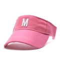 Pink sun visor hat with silver letter M embroidery and adjustable cotton fabric - One Size / Pink (M)