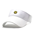 Witte zonneklep met geel smiley-borduurwerk voor sport en optimale zonbescherming buiten - Wit