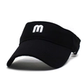 Adjustable black visor hat with white embroidered letter M for outdoor sun protection - One Size / Black