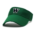 Green sun visor sports hat with W letter embroidery and cotton fabric for men and women - One Size / Green