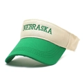 Dettaglio del ricamo Nebraska sulla visiera beige e verde con cuciture decorative - Taglia unica / Beige con Ala Verde