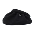 Detail of black sun visor featuring pleated fabric and a silver metal buckle accent - Black