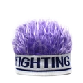Funny purple wig beanie for men with white knitted band and Fighting slogan - Purple