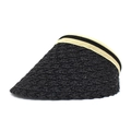 Damen Stroh Visor Hut in Schwarz mit beige Schleife für sommerlichen Sonnenschutz am Strand - Schwarz