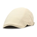 Casquette plate en coton beige pour hommes avec boucle réglable et visière courbée - Réglable / Poche zippée