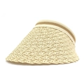 Stroh-Sonnenhut mit offenem Oberteil und braunem Gummiband für Strand und Außenschutz - Beige