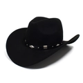 Klassieke zwarte vilten cowboyhoed met zilveren ruitgespen en een brede rand - Verstelbaar / Zwart