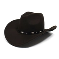 Klassieke donkerbruine cowboyhoed van wolvilt met zilveren concho's en brede rand - Verstelbaar / Donker koffiebruin