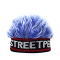 Hip hop beanie with blue faux fur wig and streetpe letter embroidery for parties - Adjustable / Black Band And Blue Wig (STREERPER)