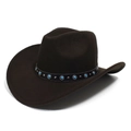 Western donkerbruine vilten cowboyhoed met etnische band, turquoise en klinknagels - Verstelbaar / Donker koffiebruin