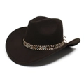 Donkerbruine western cowboyhoed met brede rand en kleurrijke etnische weefband - Verstelbaar / Donker koffiebruin