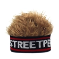 Detailed knit headband with STREETPE text and brown synthetic wig hair attachment - Adjustable / Black Band And Tan Wig (STREERPER)
