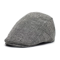 Berretto classico in lino grigio mélange stile retrò con visiera piatta per uomo - Regolabile / Grigio chiaro