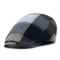 Classica coppola britannica in cotone con motivo patchwork vintage a quadri in toni neutri - Regolabile / Grigio