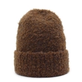 Berretto in maglia peluche color caramello con morbida trama teddy per l'inverno - Regolabile / Marrone