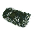 Detail of army green and white distressed knit balaclava showing fuzzy textured fabric - Green