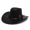 Retro dark brown cowboy hat with crocodile embossed faux leather and metal buckle - Crocodile Pattern Style / Black