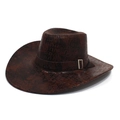 Dark brown western cowboy hat with crocodile texture and silver buckle detailing - Imitation Crocodile Embossed Style / Coffee