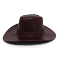 Sombrero de vaquero clásico de cuero con ala ancha, cinta trenzada y ojales de ventilación - Ajustable / Marrón Rojo