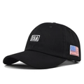 Classic black USA letter embroidery baseball cap with American flag patch detail - Black