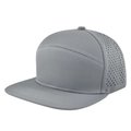 Detail of dark grey 7-panel flat bill cap featuring laser-cut ventilation holes - Adjustable / Light Gray