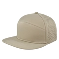 Detailed side view of khaki snapback cap with laser-cut breathability holes - Adjustable / Khaki