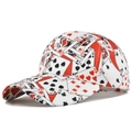 Gorra de béisbol vintage con estampado creativo de cartas de póker en blanco rojo y negro - Ajustable / Rojo (CP951-2)