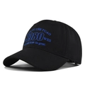 Berretto da baseball in cotone nero vintage con ricamo 1980 blu e visiera curva unisex - Nero