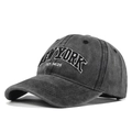 Vintage gewassen donkergrijze baseballpet met 3D New York borduursel en distressed look - Verstelbaar / Zwart