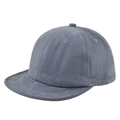 Detailed view of washed blue cotton twill short brim baseball cap with vintage finish - Gray