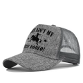 Detail of grey mesh trucker hat featuring vintage rodeo print and breathable fabric - Adjustable / Heather Gray Style 2