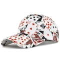 Gorra de béisbol vintage con estampado de cartas de póker y motivos de picas y corazones - Ajustable / Negro (CP951-1)