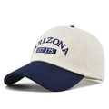 Λεπτομέρεια κεντήματος Arizona σε δίχρωμο βαμβακερό καπέλο μπέιζμπολ από ύφασμα twill - Ναυτικό μπλε