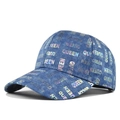 Cappellino da baseball in denim con stampa QUEEN olografica su un cappello blu vintage - Regolabile / Blu navy