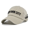 Detail of 3D New York embroidery and white breathable mesh on khaki baseball cap - Light Khaki