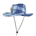Sombrero vaquero de mezclilla vintage con insignia de sheriff y costura étnica - Estilo Azul (BF902-2)