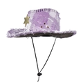 Detail of purple denim cowboy hat with distressed holes and gold Sheriff star badge - Light Purple Style (BF902-6)