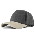 Cappellino da baseball vintage bicolore grigio scuro e beige con visiera effetto usurato - Regolabile / Cachi Misto Nero