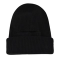 Berretto classico in maglia nera con risvolto e trama a costine per calore e comfort - Nero