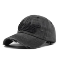Distressed charcoal grey baseball cap featuring vintage 3D NEW YORK embroidery - Black